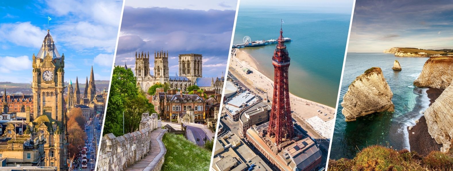 From left to right: Edinburgh, York, Blackpool, Isle of Wight